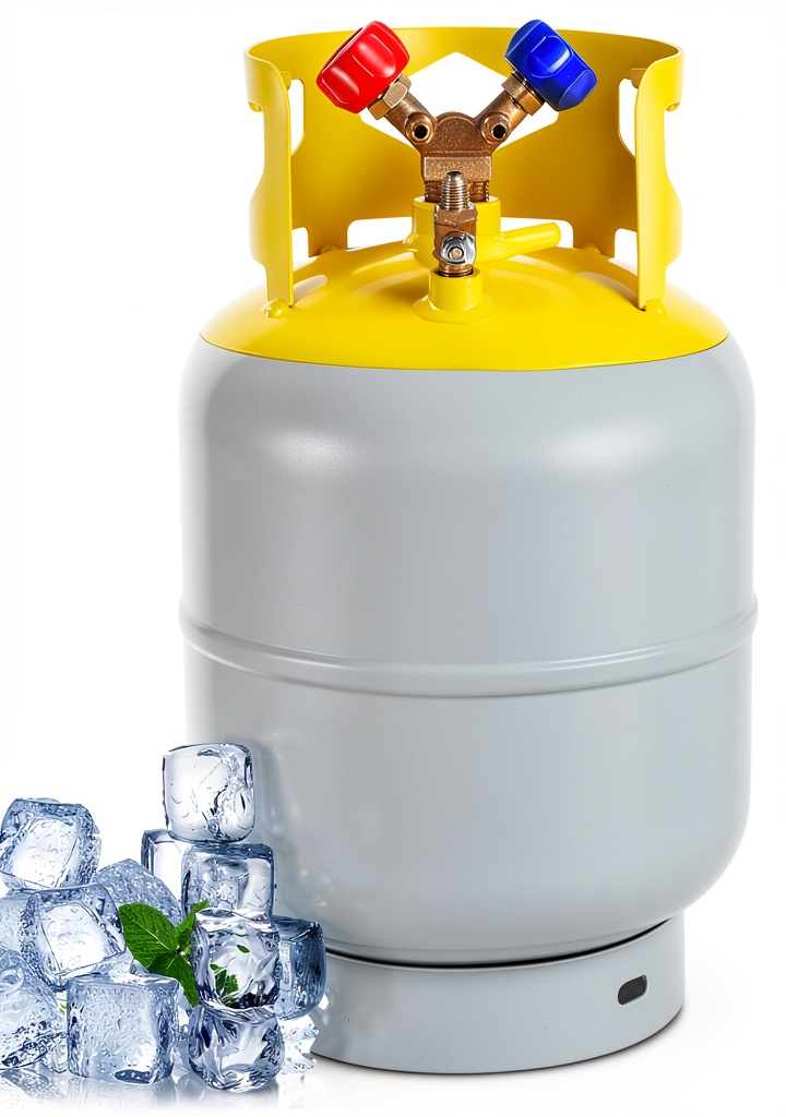 FAHKNS HP295 refrigerant recovery tank on a workbench with HVAC tools beside it