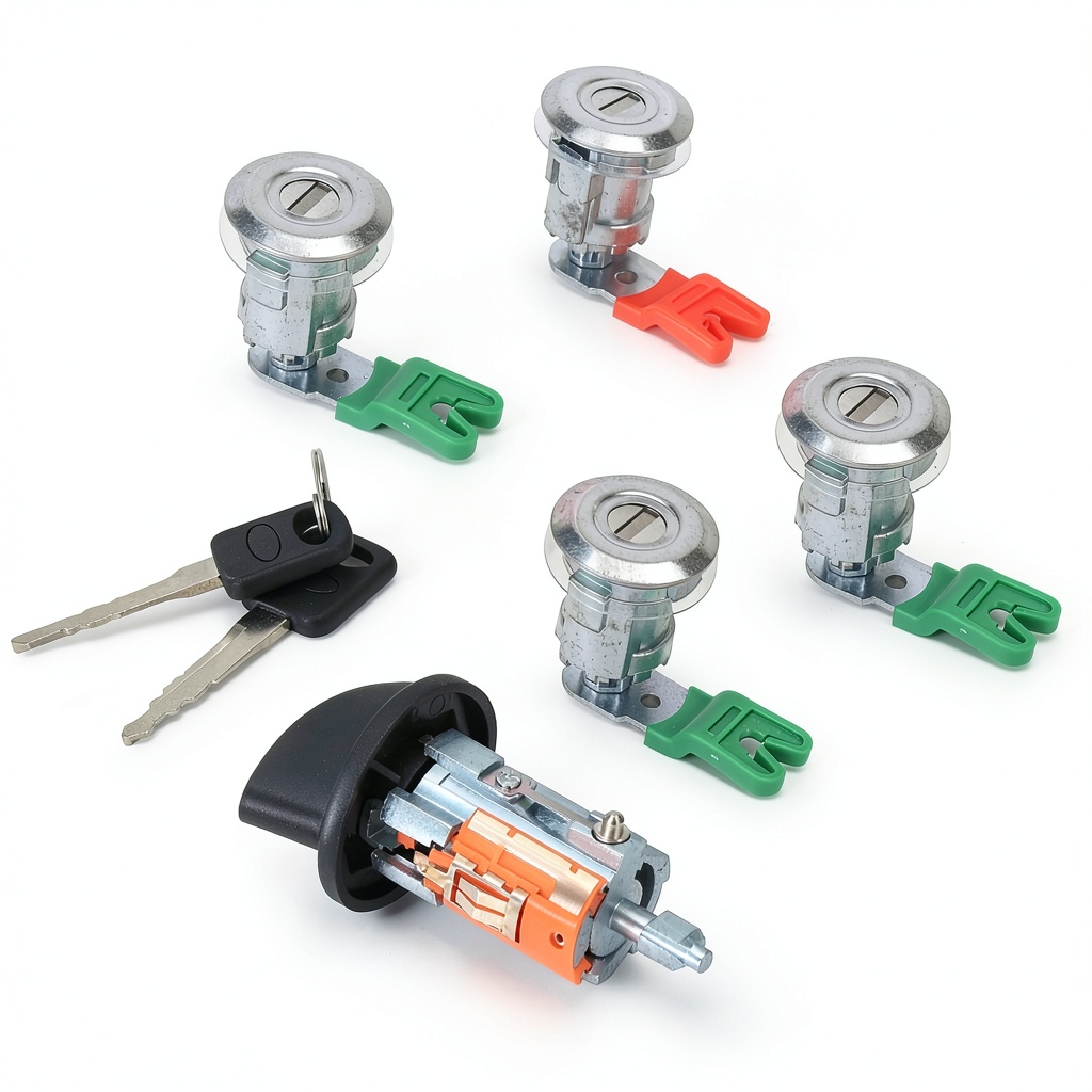 Installing Generic Ignition Lock Cylinder Ford Econoline Van on a wooden workbench