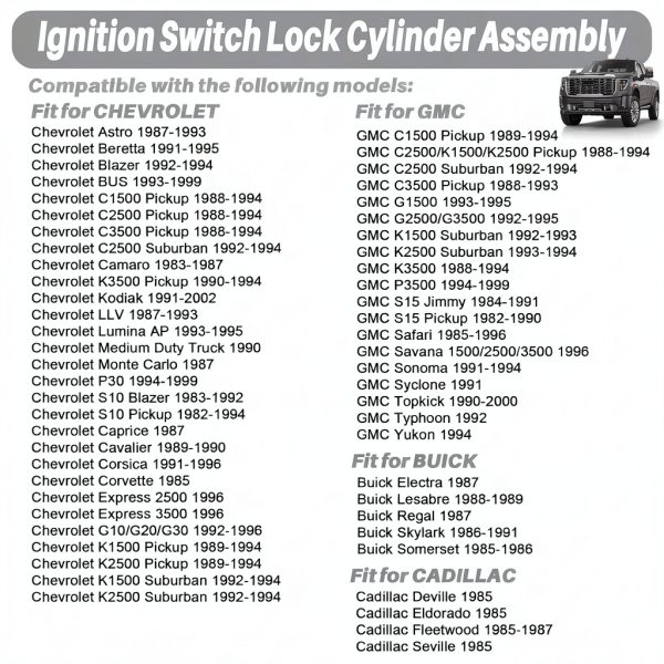 LLYZFED Rotary Ignition Switch 5‑Position Mount for Chevrolet GMC-2